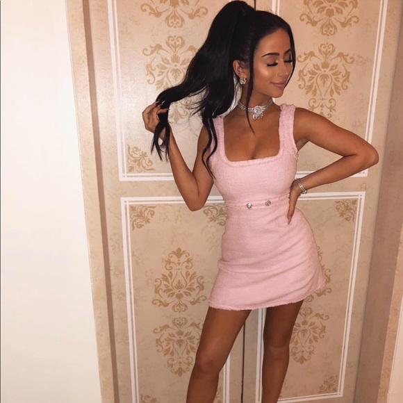 zara tweed dress pink